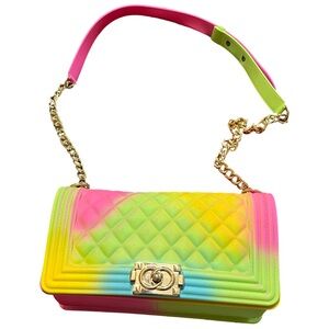 Multicolor Quilted Chain Shoulder Bag